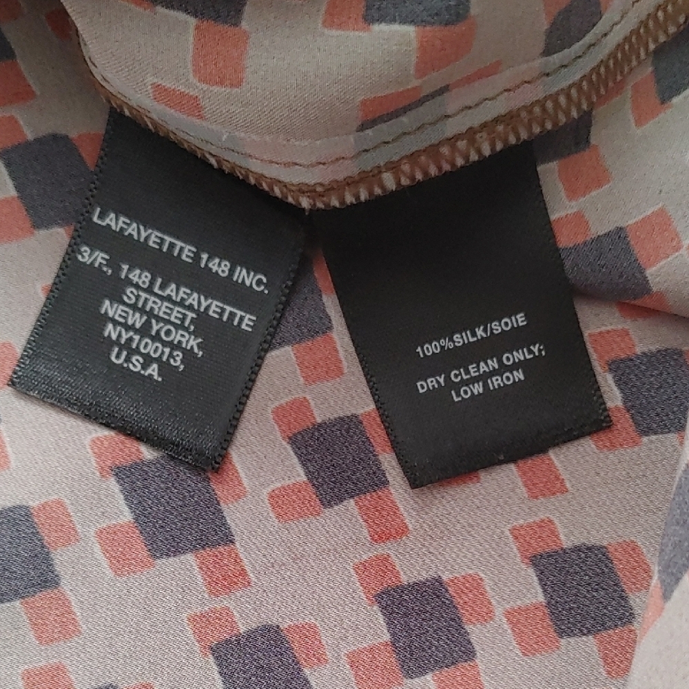 Lafayette 148 New York Pink and Black Patterned Blouse - Picture 9 of 9
